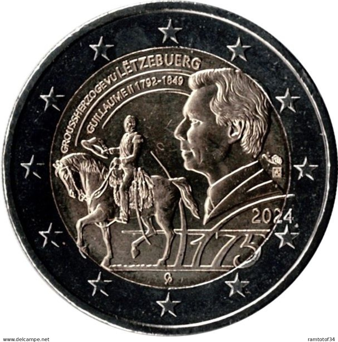 2024 LUXEMBOURG - 2 Euros Commémorative - Mort Grand-Duc Guillaume II - Lussemburgo