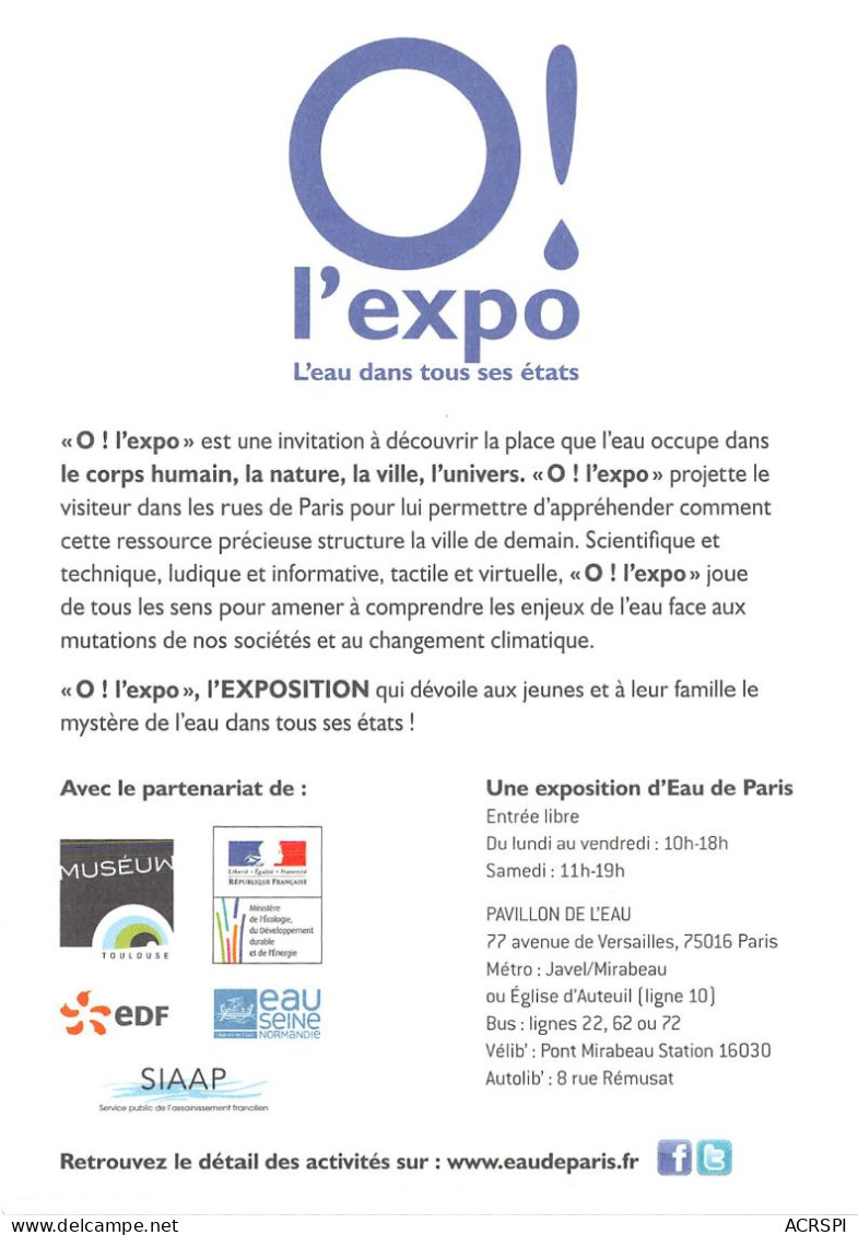 EAU DE PARIS Presente O L EXPO L Eau Dans Tous Ses Etats27(scan Recto-verso) MB2314 - Pubblicitari