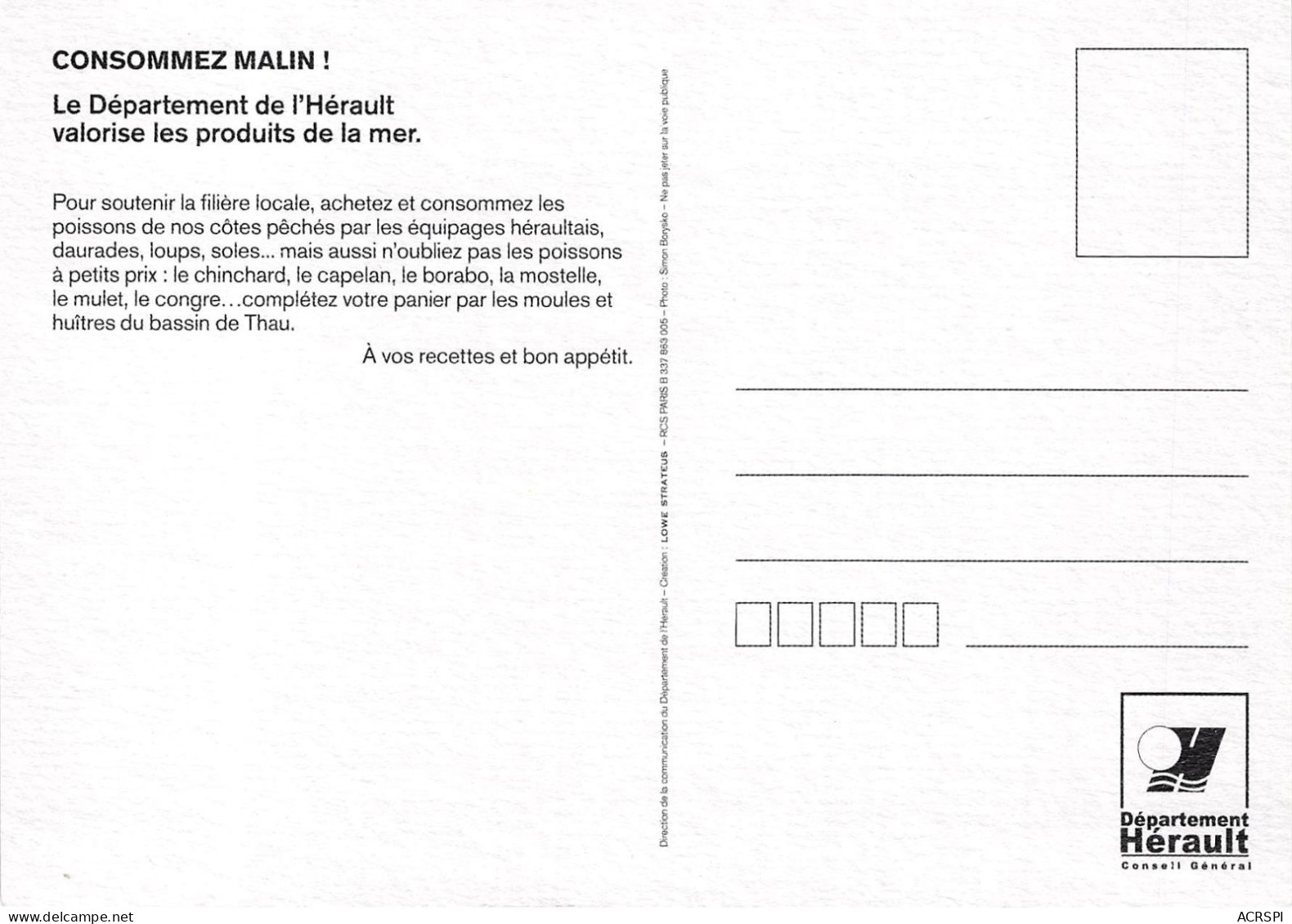 L HERAULT Departement Marin 17(scan Recto-verso) MB2311 - Publicité