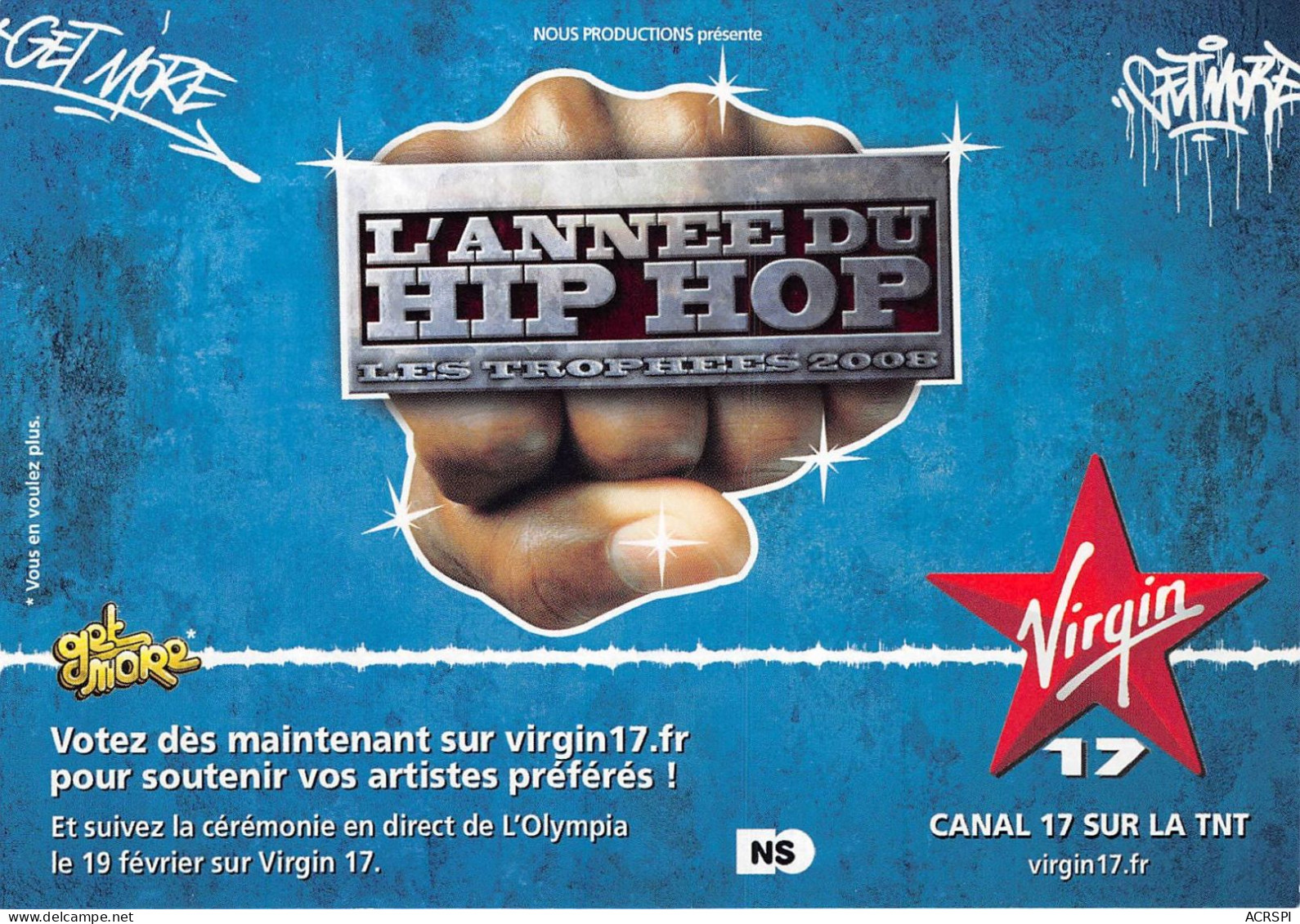 L Annee Du HIP HOP Les Trophees 2008 VIRGIN 17 TNT 25(scan Recto-verso) MB2322 - Publicité