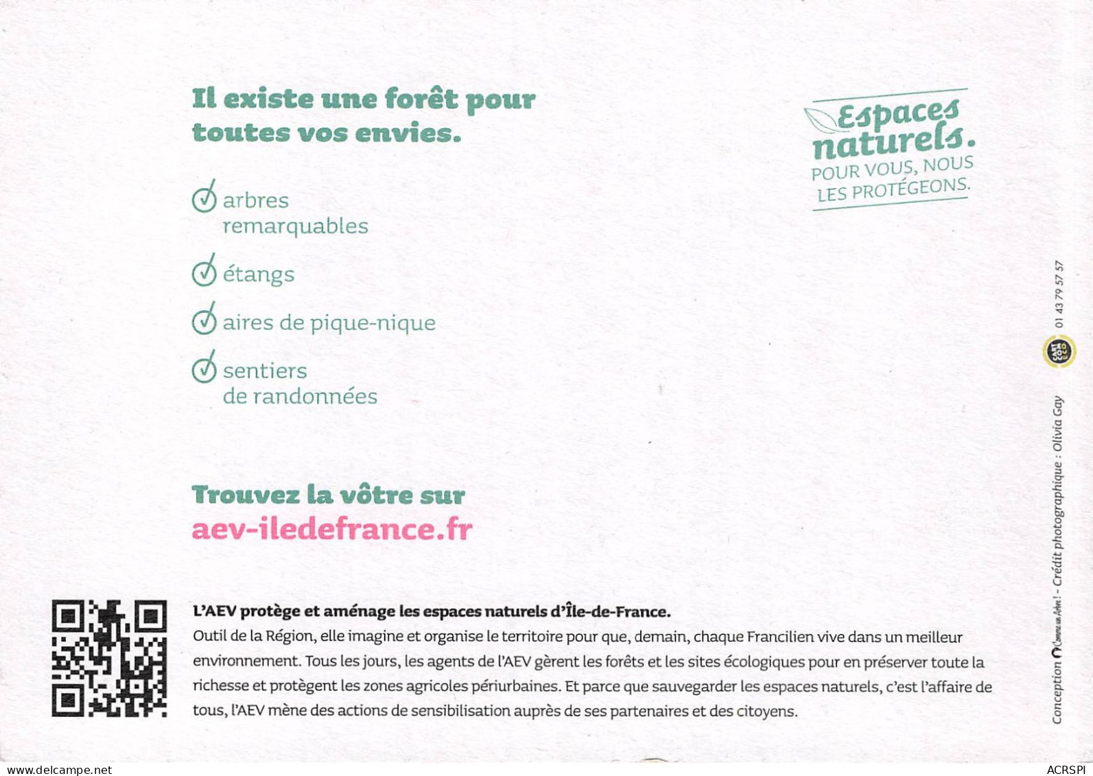ILE DE FRANCE Agence Des Espaces Verts En Foret C Est Mieux 6(scan Recto-verso) MB2320 - Werbepostkarten