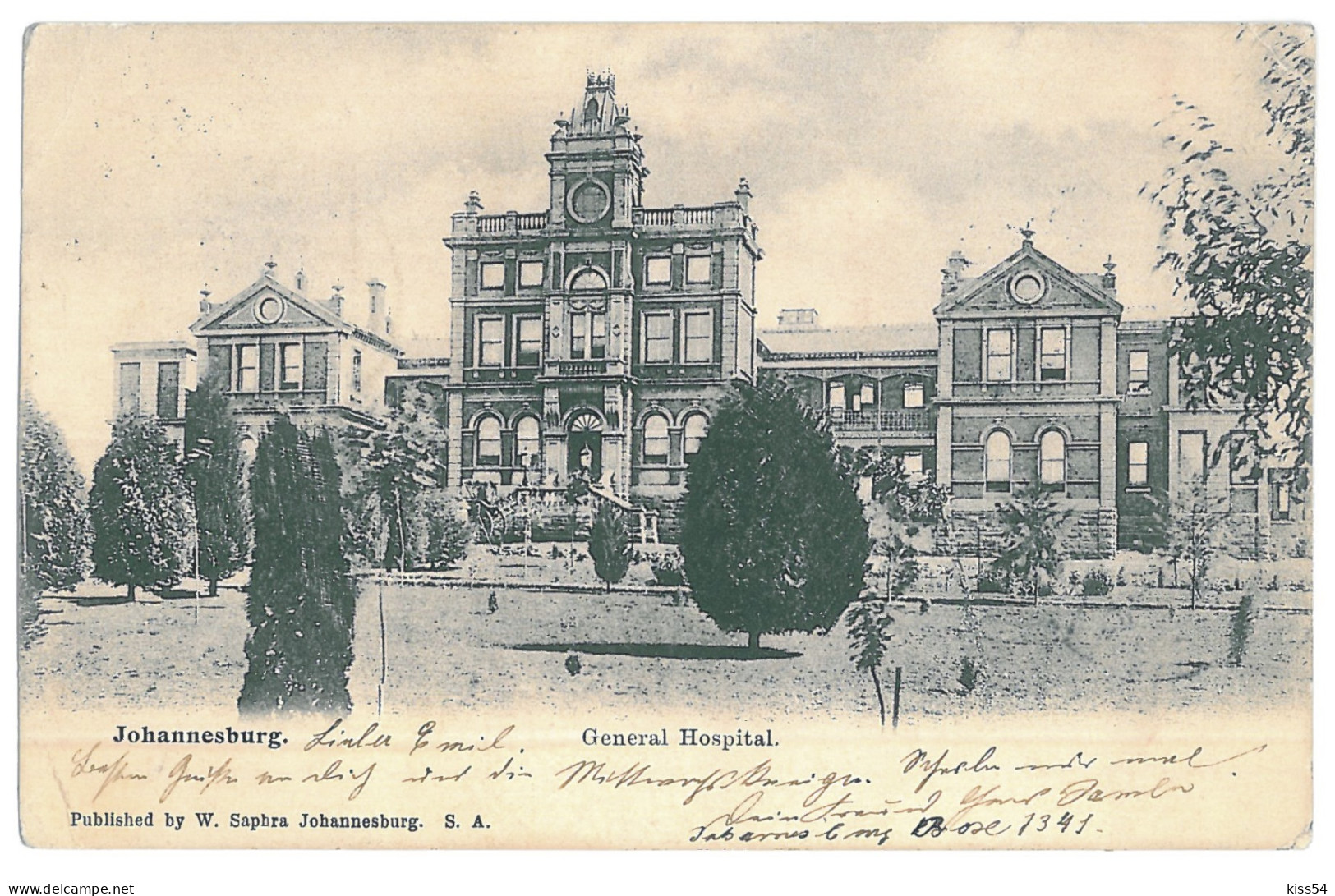 A 90 - 12080 - JOHANNESBURG, Hospital - Old Postcard Used - 1903 - Afrique Du Sud