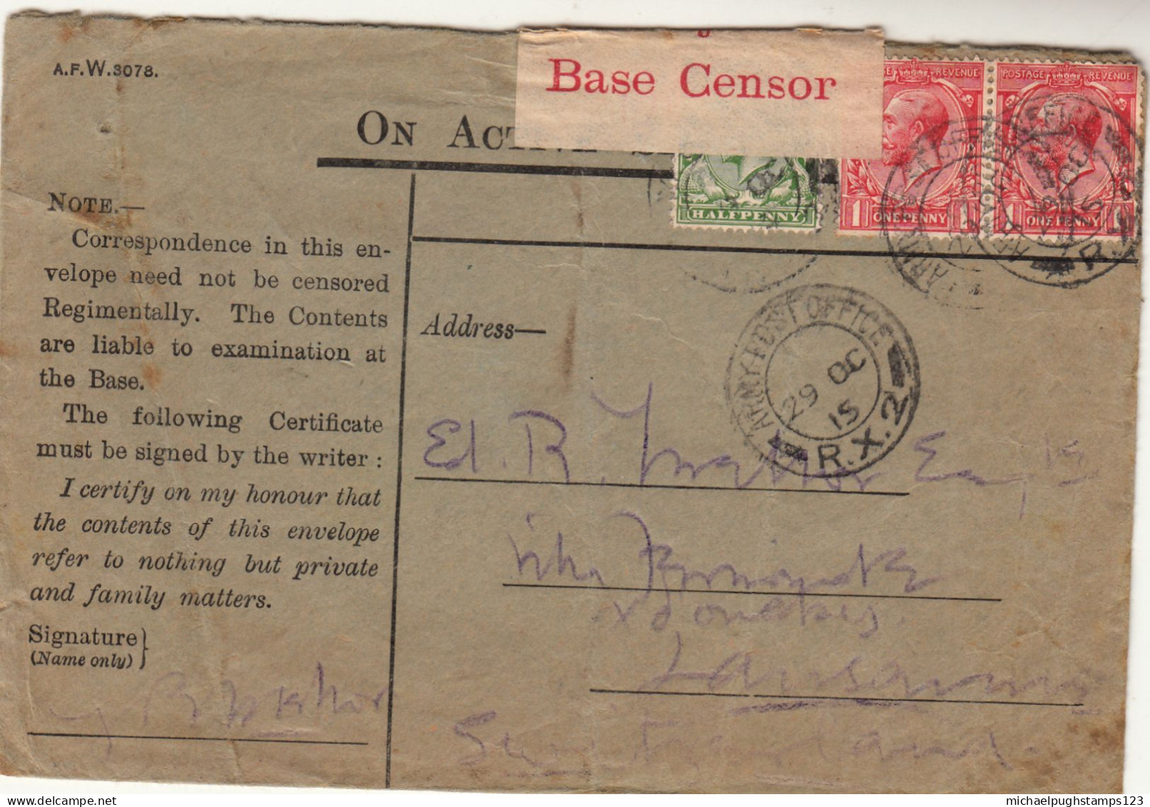 G.B. / W.W.I Military Mail / France / Switzerland / Tax - Non Classés
