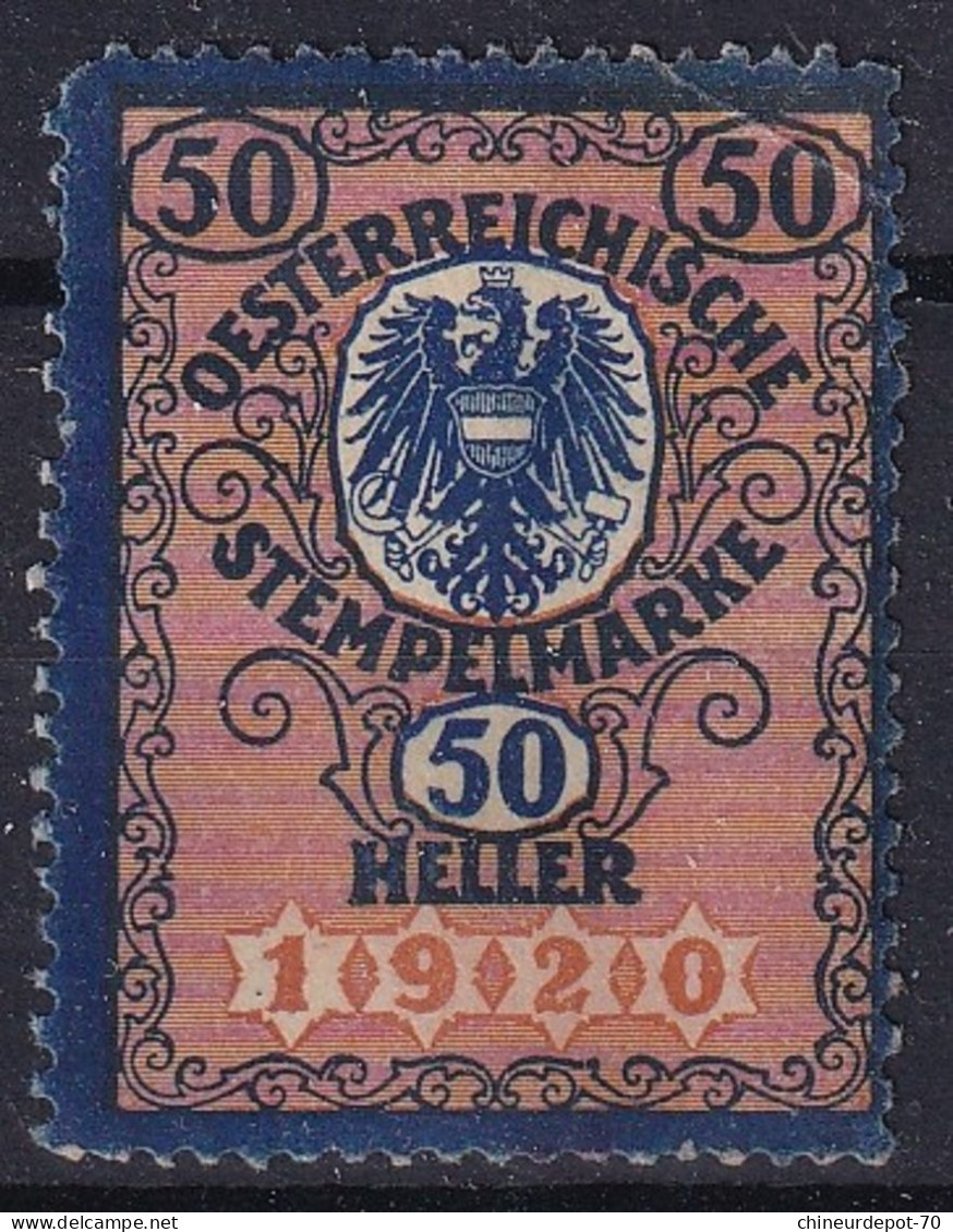 Steuer FISCAUX 50 OESTERREICHISCHE STEMPELMARKE 50 HELLER 1920 - Steuermarken