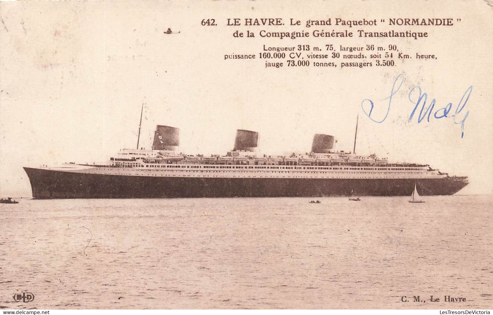 TRANSPORTS - Le Havre - Le Grand Paquebot "Normandie" De La Compagnie Générale Transatlantique - Carte Postale Ancienne - Steamers
