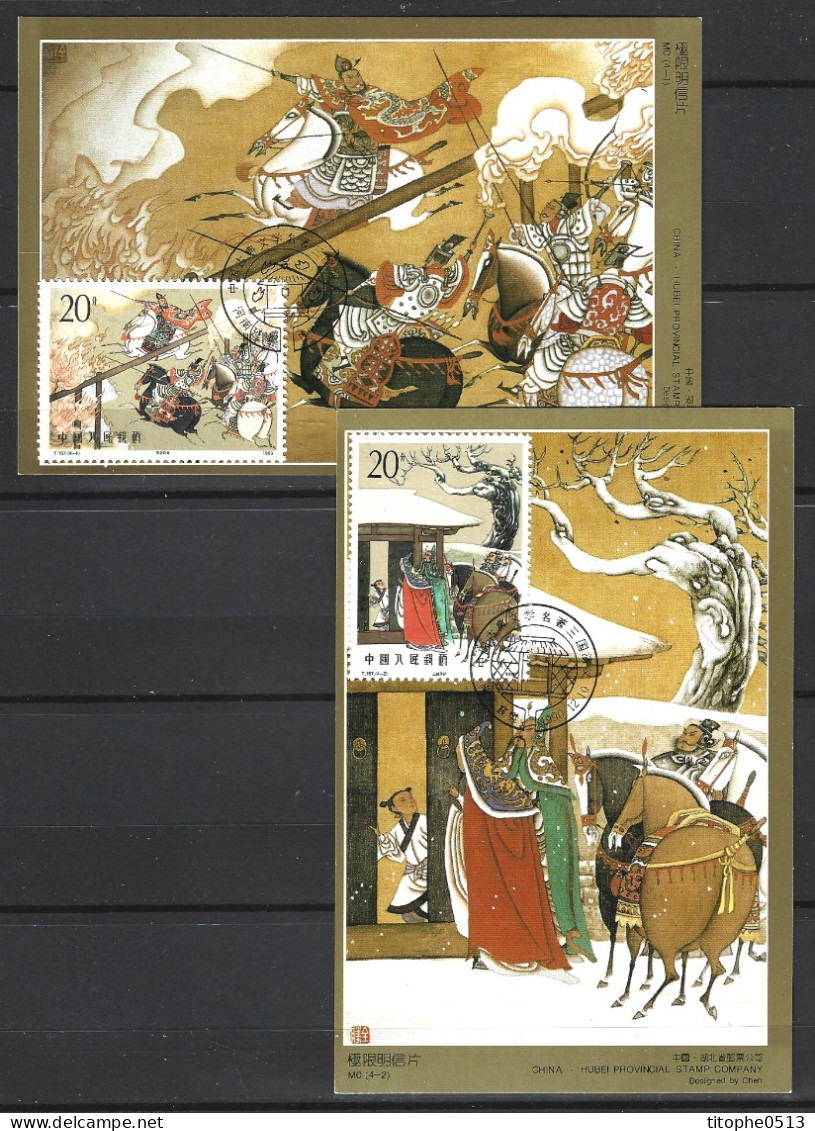 CHINE. N°3331-4 De 1990 Sur 4 Cartes Maximum. La Romance Des Trois Royaumes/Arc. - Cartoline Maximum