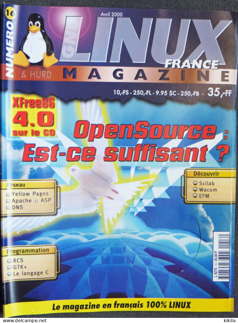 Journal Revue Informatique LINUX & HURD MAGAZINE N° 16 Avril 2000 OpenSource Est-ce Suffisant? Découvrir Scilab, Wacom,* - Informática