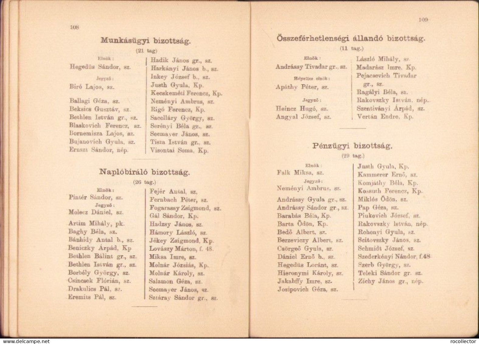 Az 1901-1906 Országgyülés képviselőinek sematizmusa, össeállitotta Tassy Károly 1903 688SPN