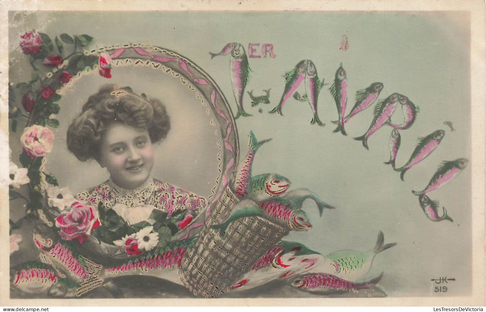 FÊTES - VŒUX - 1er Avril - Poisson D'avril - Fantaisie - Petite Fille - Carte Postale Ancienne - 1er Avril - Poisson D'avril