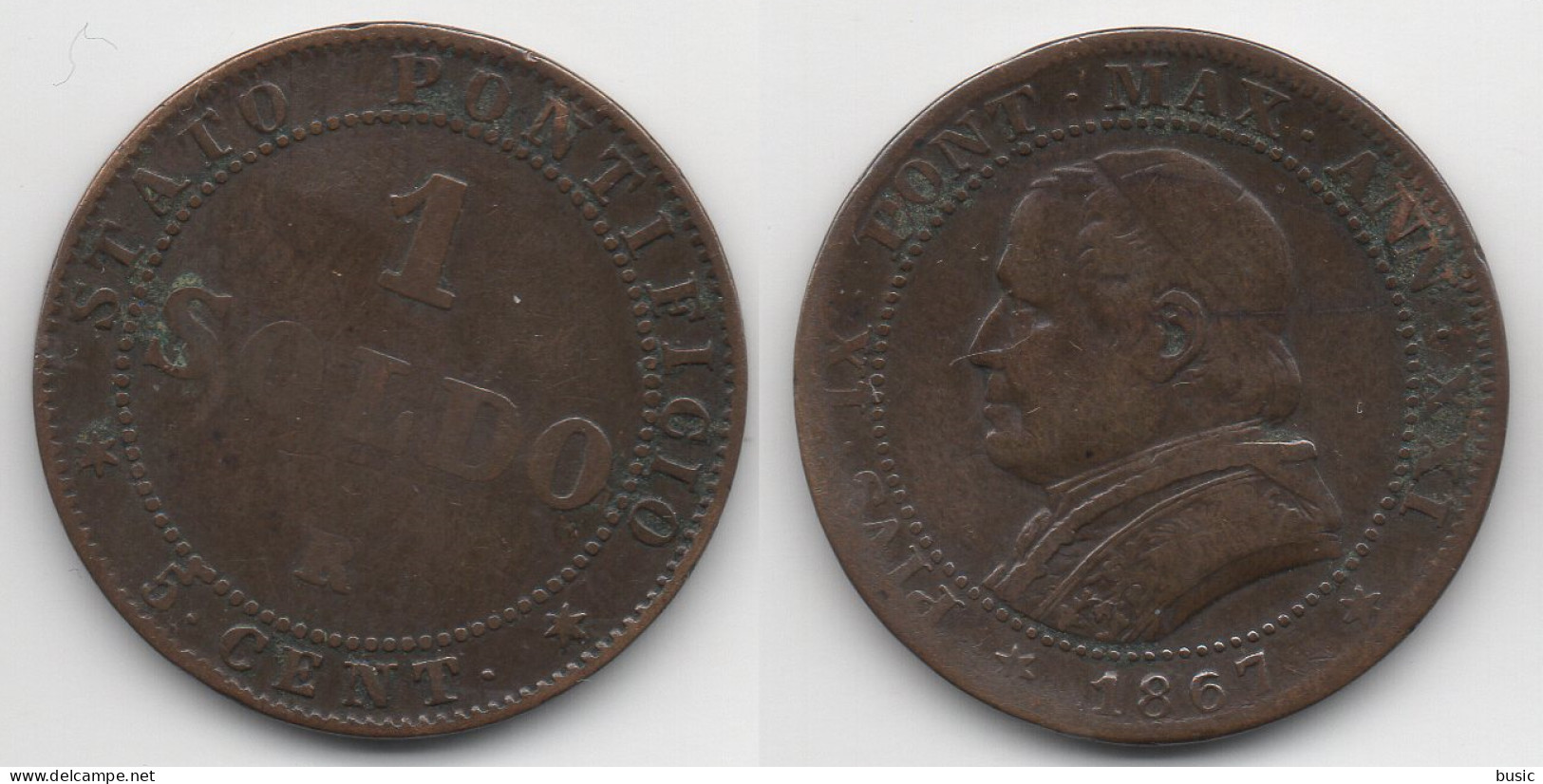 + ITALIE + 1 SOLDO 1867 + - 1861-1878 : Victor Emmanuel II