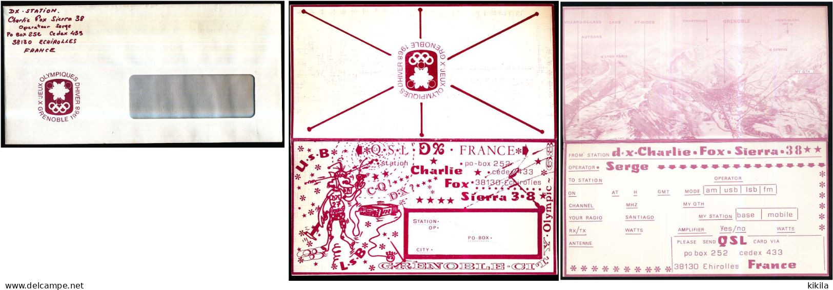 Carte 21 X 10.5 Cm + Enveloppe Radio Amateur DX Station Charlie Sierra 38 Jeux Olympiques Grenoble 1968 - Ohne Zuordnung
