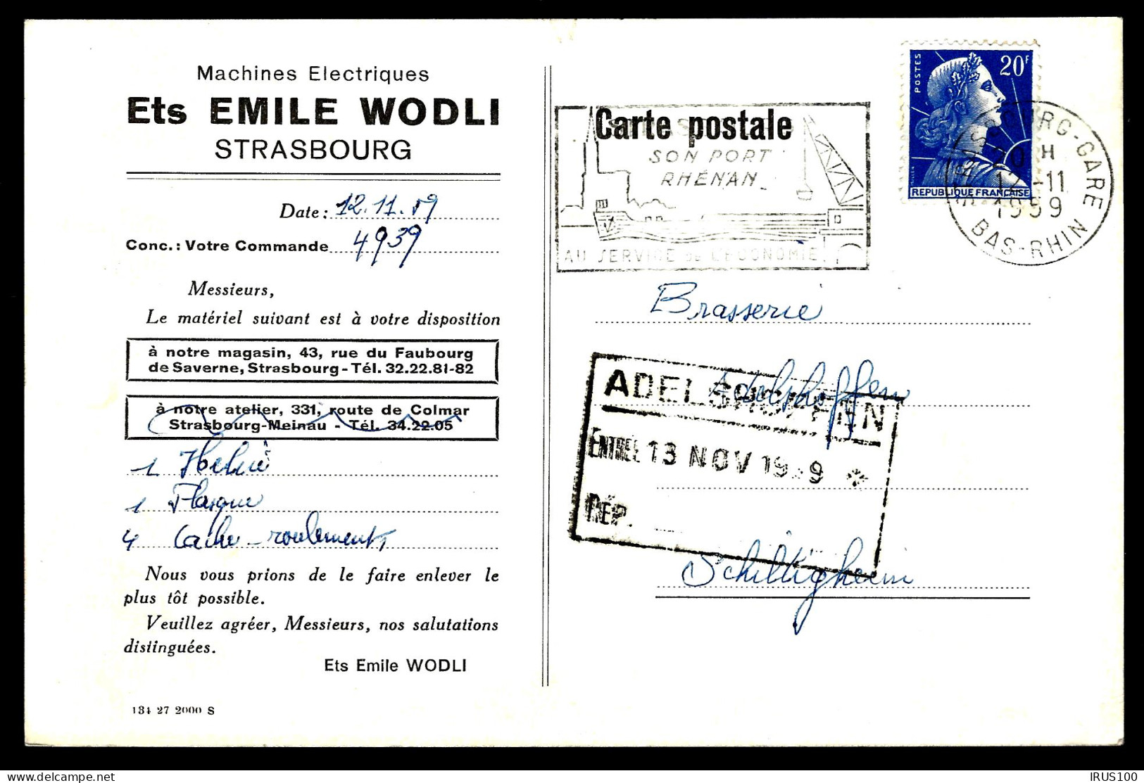 DE STRASBOURG - MACHINE ÉLECTRIQUES WODLI - 1959 -  - Usines & Industries