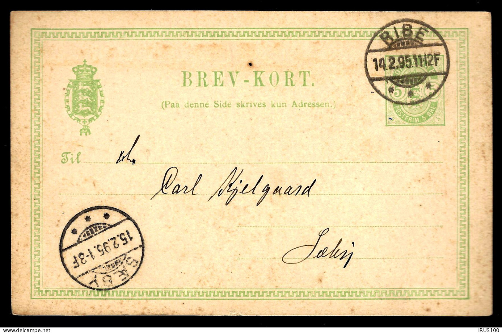 LETTRE EN PROVENANCE DE RIBE - DANEMARK - 1895 - Pour Saeby DANEMARK - Postal Stationery