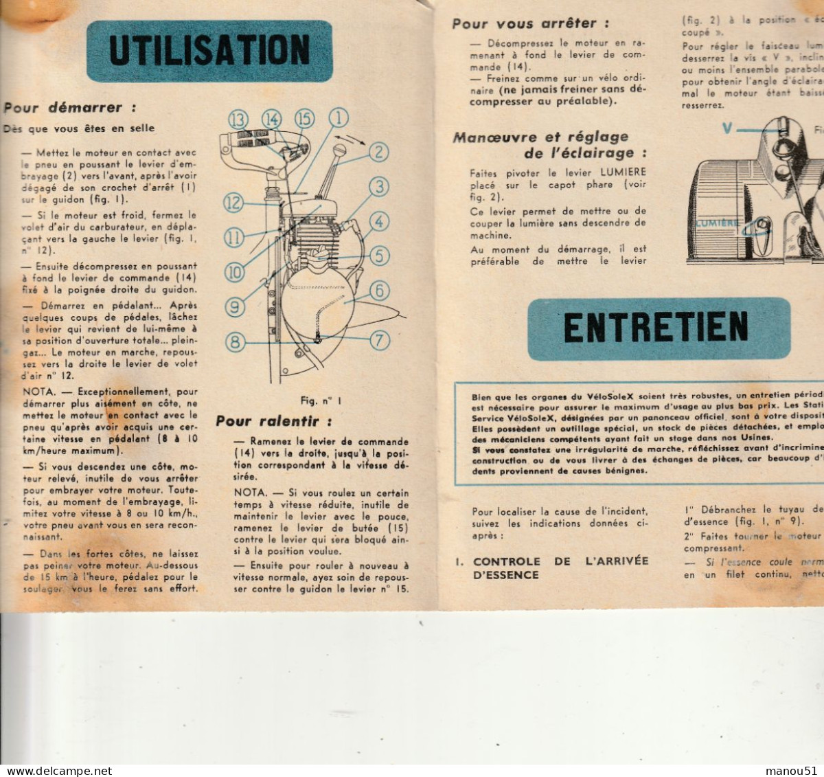 Comment Utiliser Et Entretenir Votre VELOSOLEX - Pubblicitari