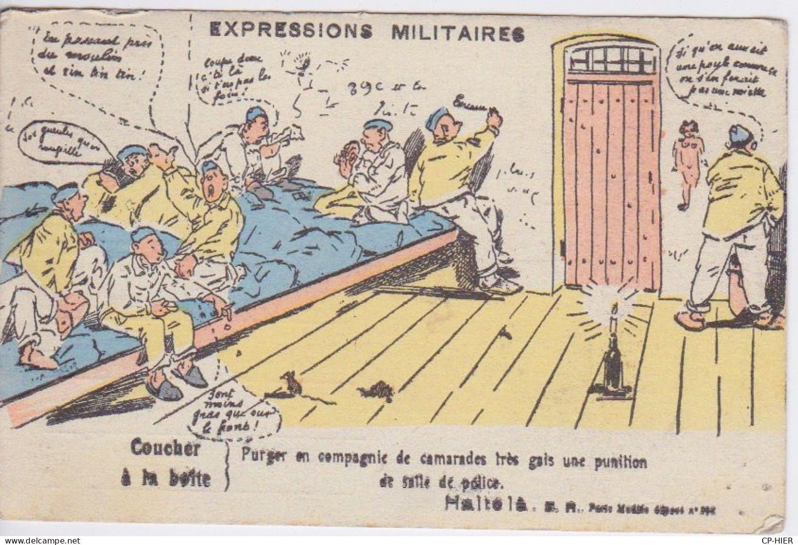 MILITARIA - HUMORISTIQUE - EXPRESSION MILITAIRES - COUCHER A LA BOITE - Humoristiques