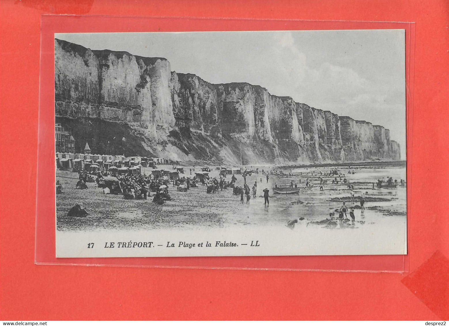 76 LE TREPORT Cpa Animée La Plage Et Les Falaises   17 Edit LL - Le Treport