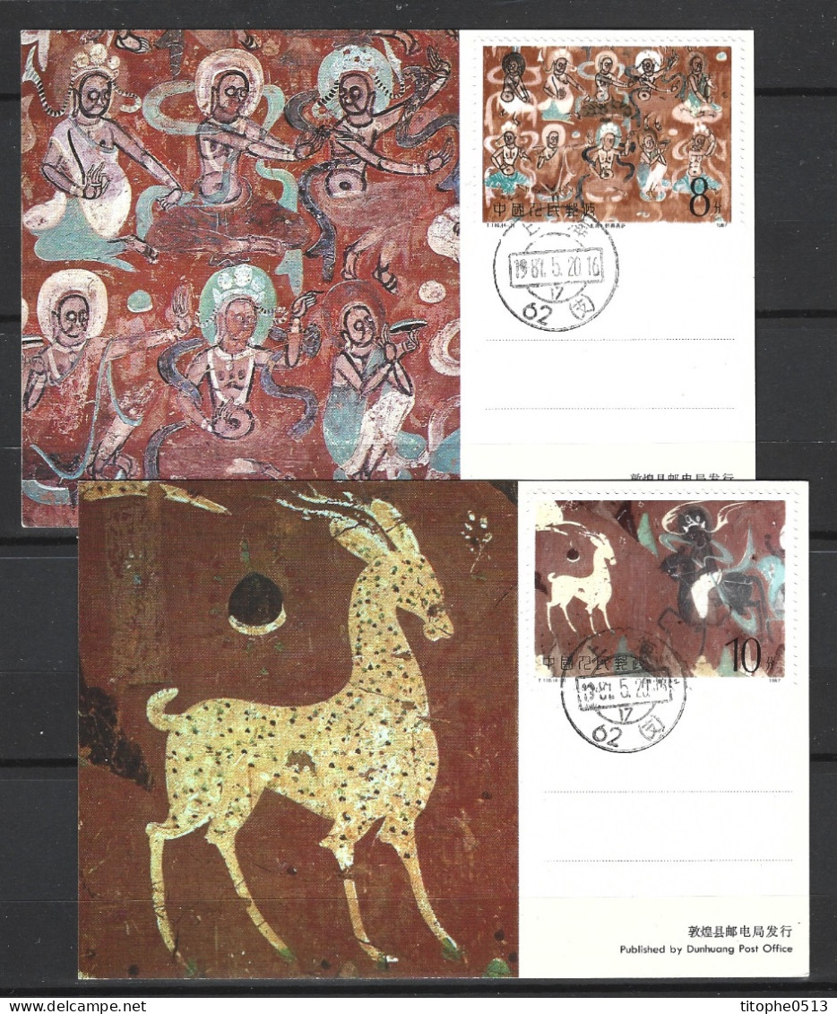 CHINE. N°2827-30 De 1987 Sur 4 Cartes Maximums. Fresques Bouddhiques De Dunhuang. - Cartoline Maximum