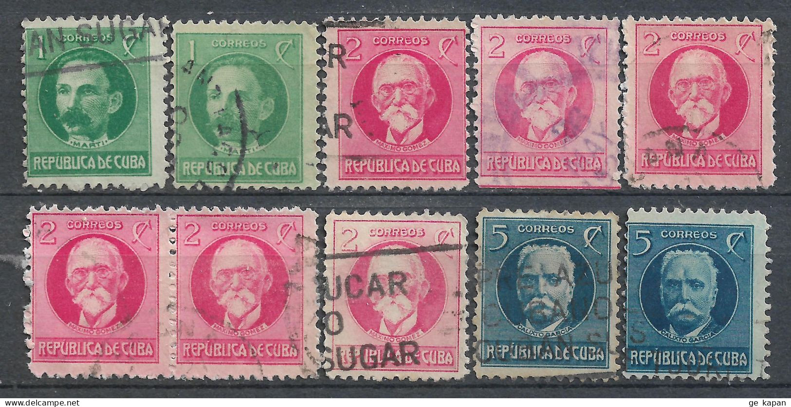 1925 CUBA Set Of 10 USED STAMPS (Michel # 48A,49A,51A) CV €3.00 - Usados