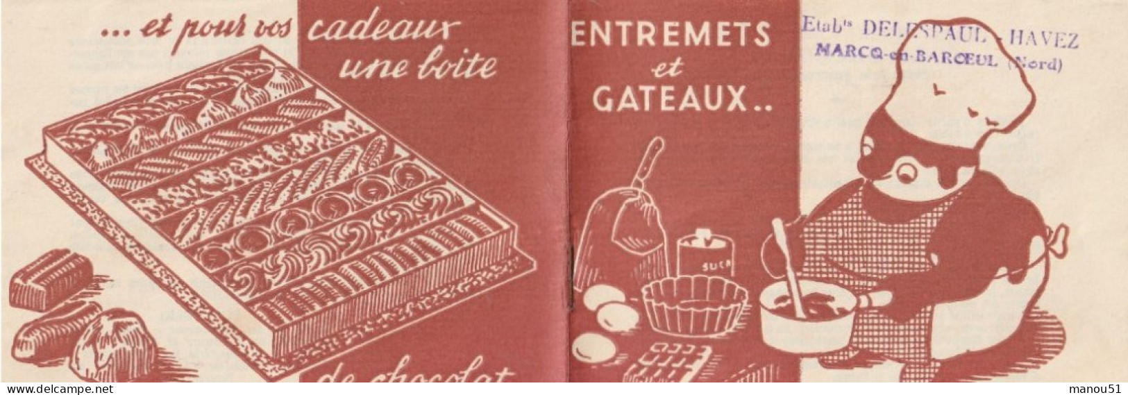 Entremets Et Gateaux  - Petit Livret De 10 Pages Offert Par Les Ets DELESPAUL-HAVEZ - Publicités