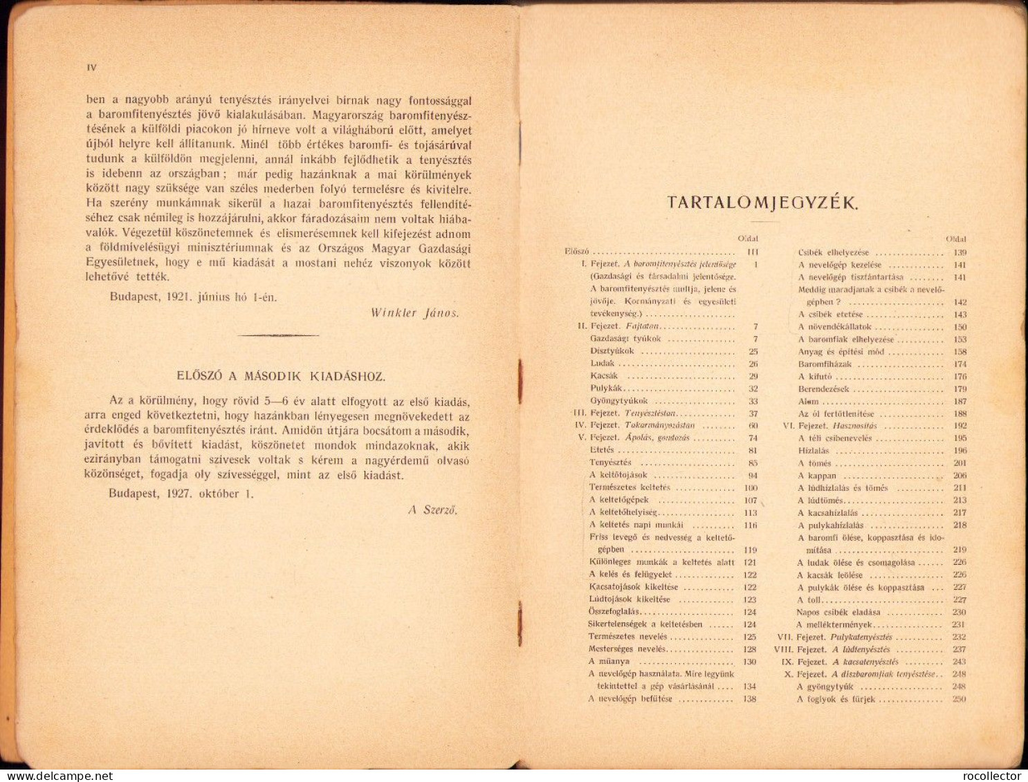 Baromfitenyésztés Irta Winkler János 1927 686SPN - Alte Bücher