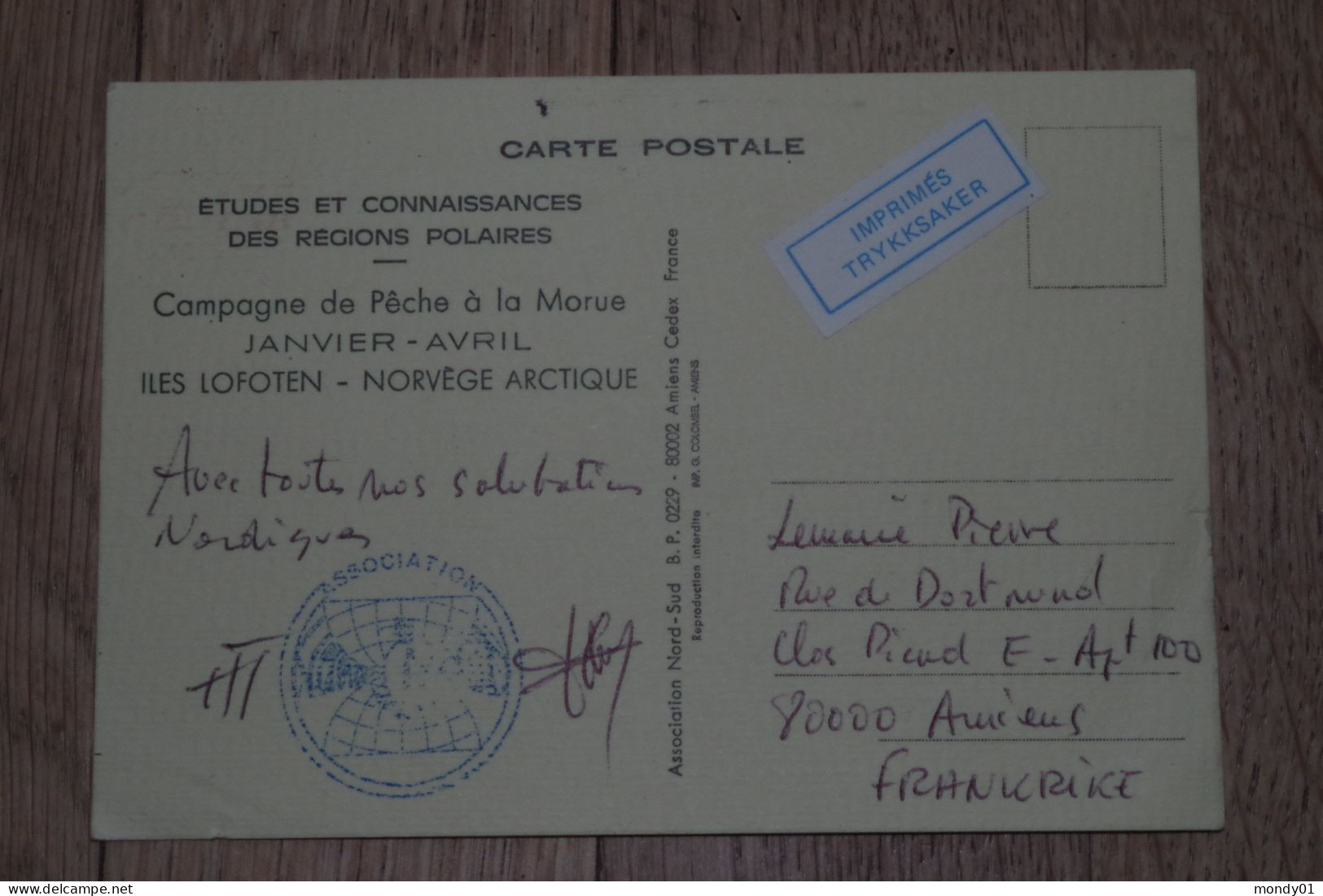 7-163 French Polar Expedition Lofoten 1981 Fish Cod Morue Stamsund Norge Norvege Pêche CPM  Carte Humoristique TAAF - Alimentation