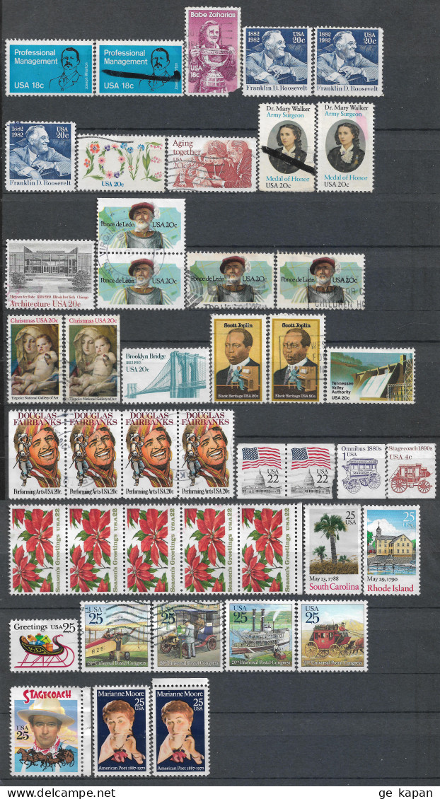 1981-1990 US POSTAGE LOT OF 44 USED STAMPS - Gebraucht