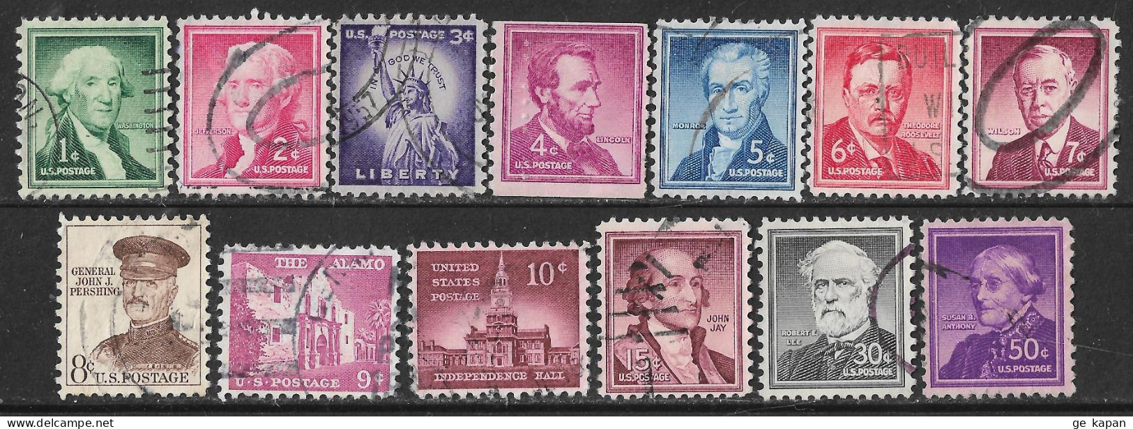 1954 USA Liberty Issue Set Of 13 Used Stamps - Usati