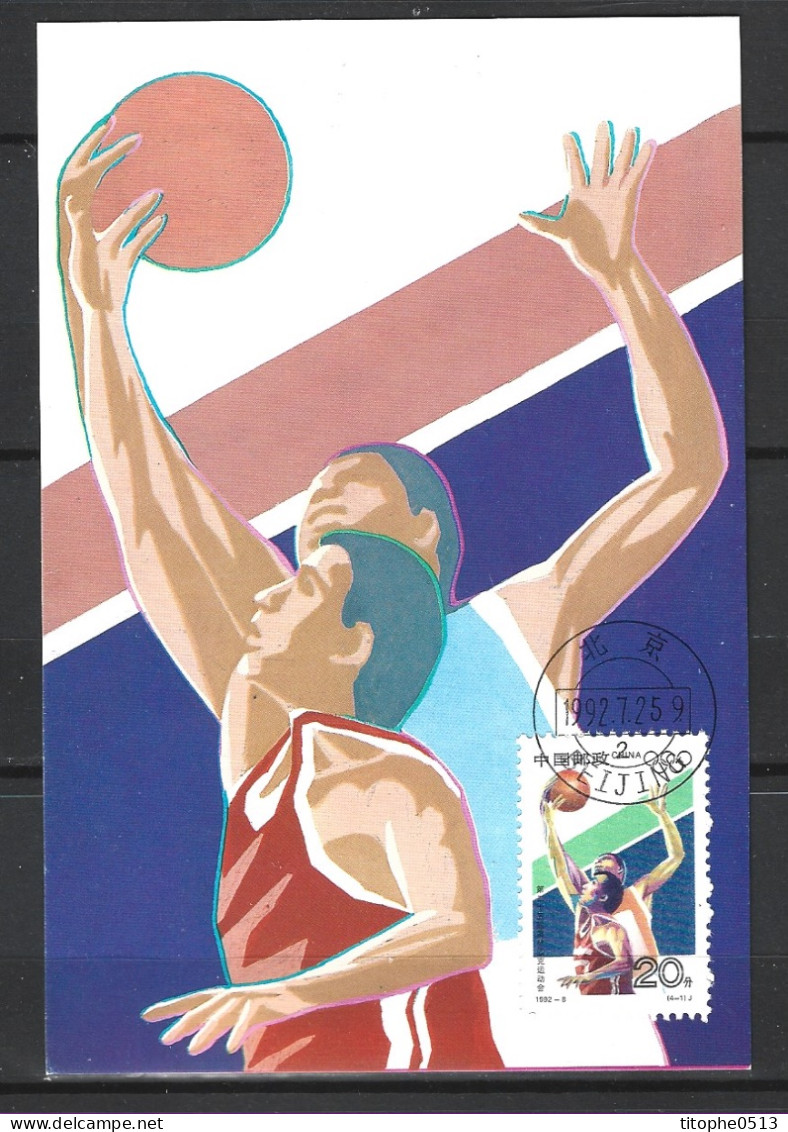 CHINE. N°3121 De 1992 Sur Carte Maximum. Basket. - Basketball