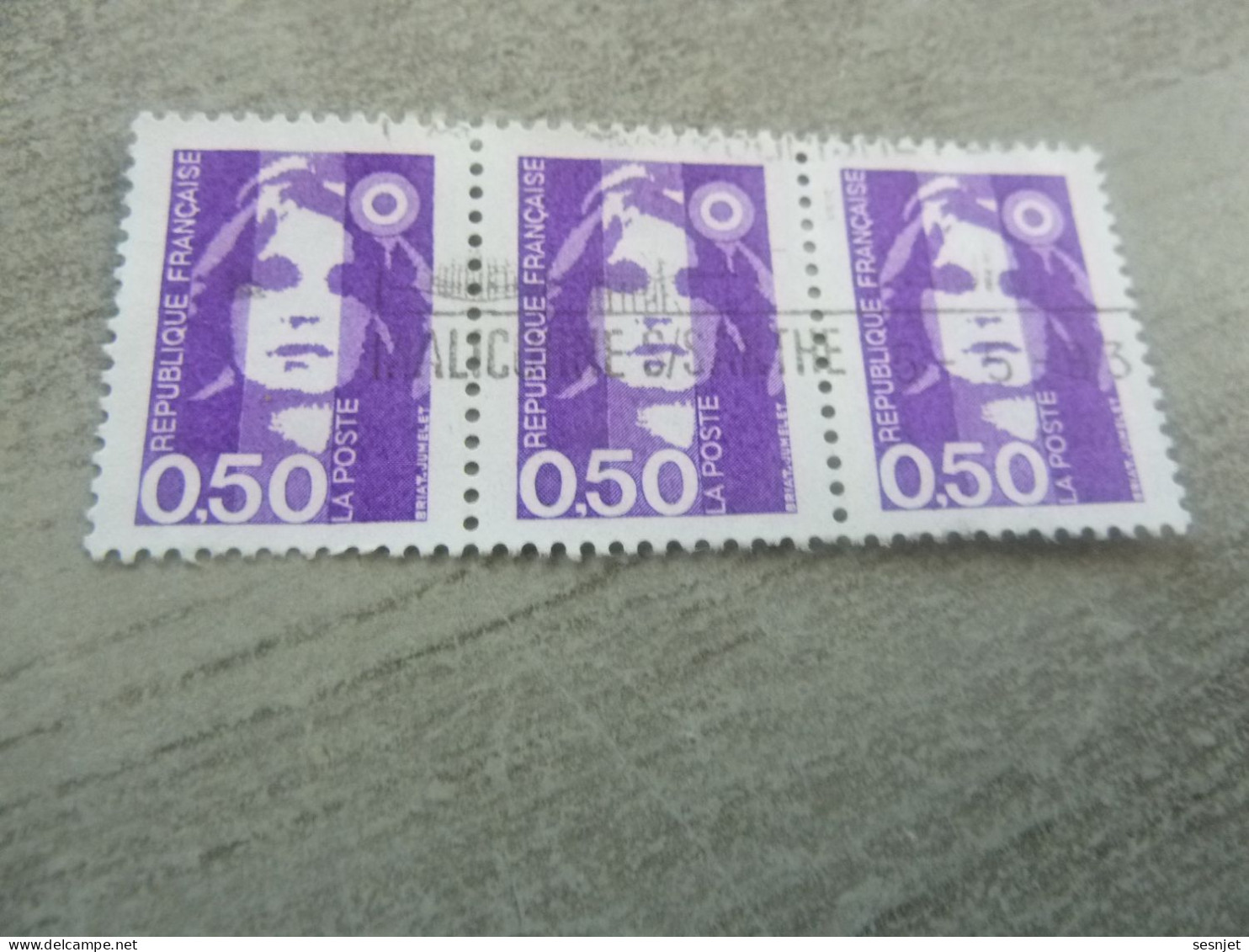 Marianne De Briat - 50c. - Yt 2619 - Violet-rouge - Triple Oblitérés - Année 1990 - - 1989-1996 Marianna Del Bicentenario