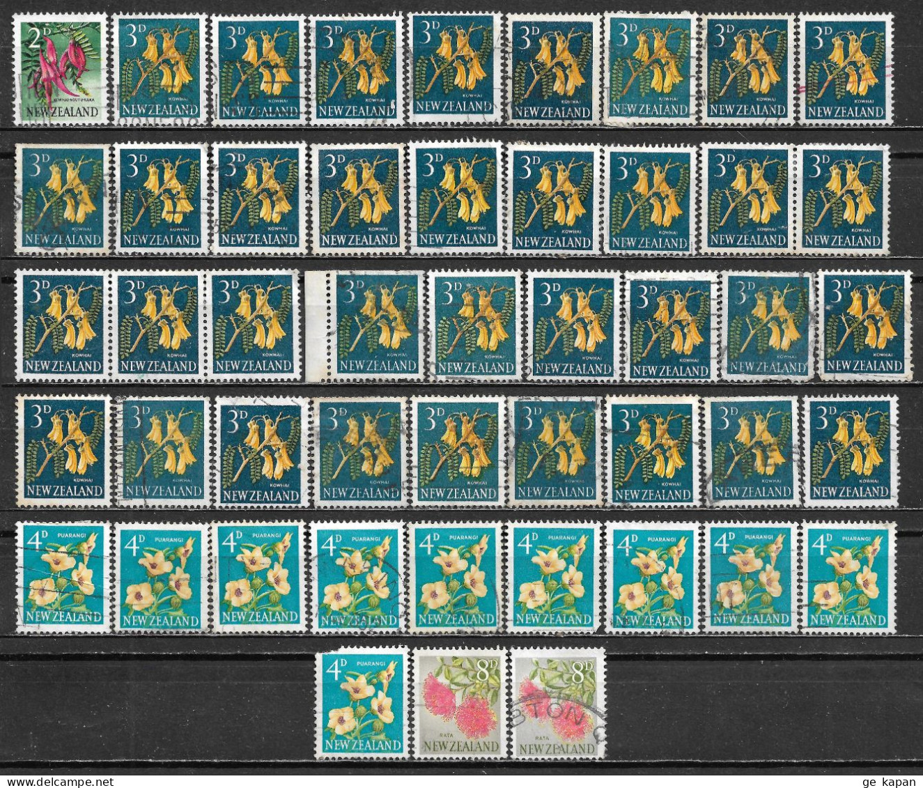 1960 NEW ZEALAND Set Of 48 Used Stamps Perf.15x14 (Michel # 394,396A,397,400) CV €9.60 - Gebruikt