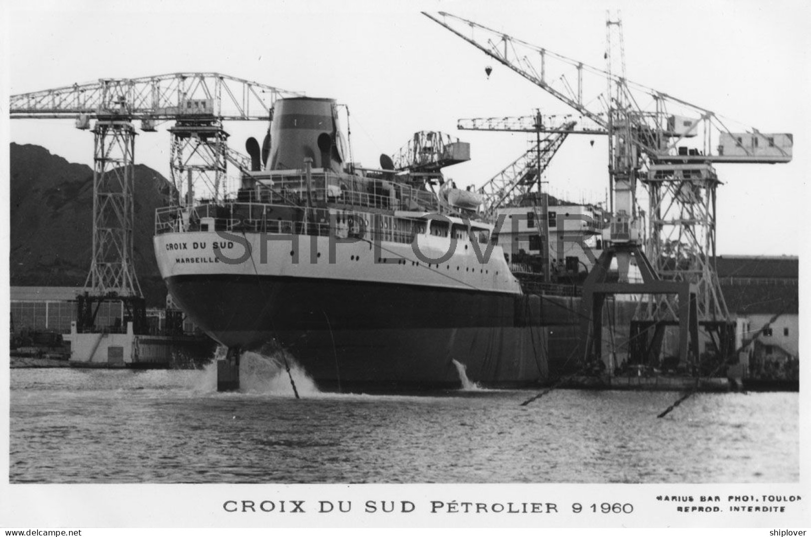 Pétrolier Français CROIX DU SUD (lancement à La Ciotat) - Carte Photo éditions Marius Bar - Bateau/ship/schiff - Tanker