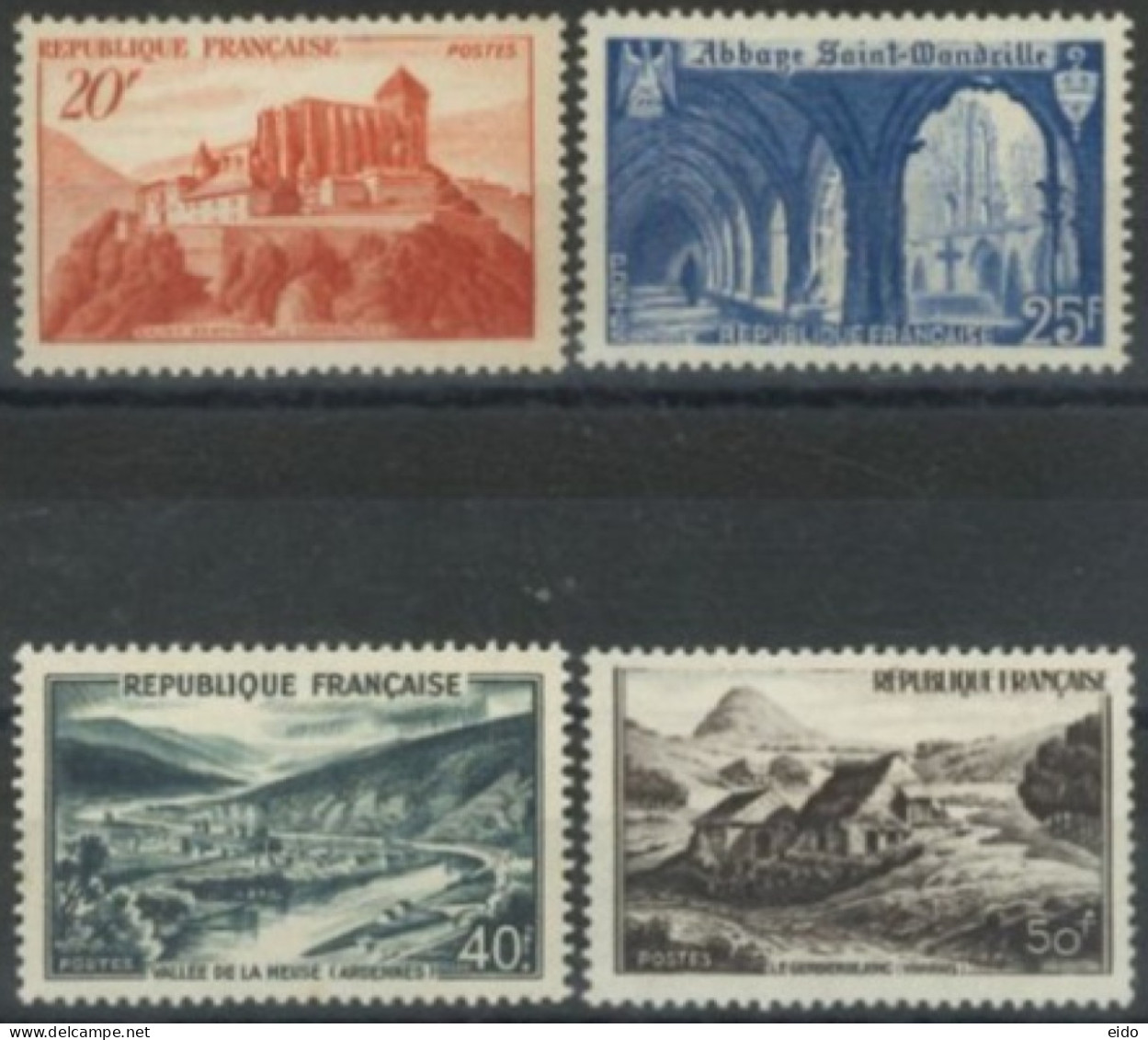 FRANCE -1949 -  MONUMENTS AND SITES STAMPS COMPLETE SET OF 4,  # 841a/843, UMM (**). - Unused Stamps