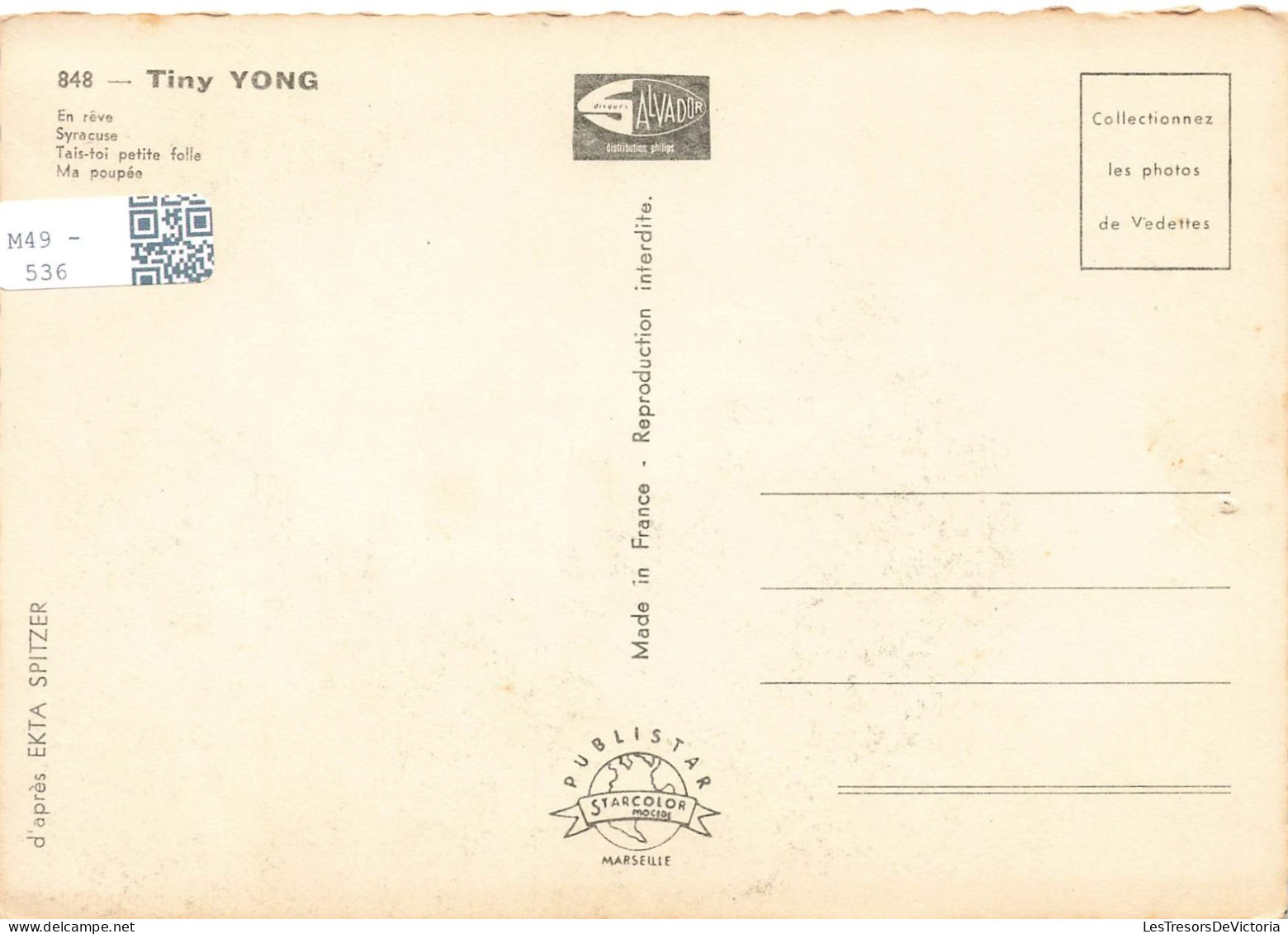 CELEBRITES - Tiny Yong - Colorisé - Carte Postale - Beroemde Vrouwen