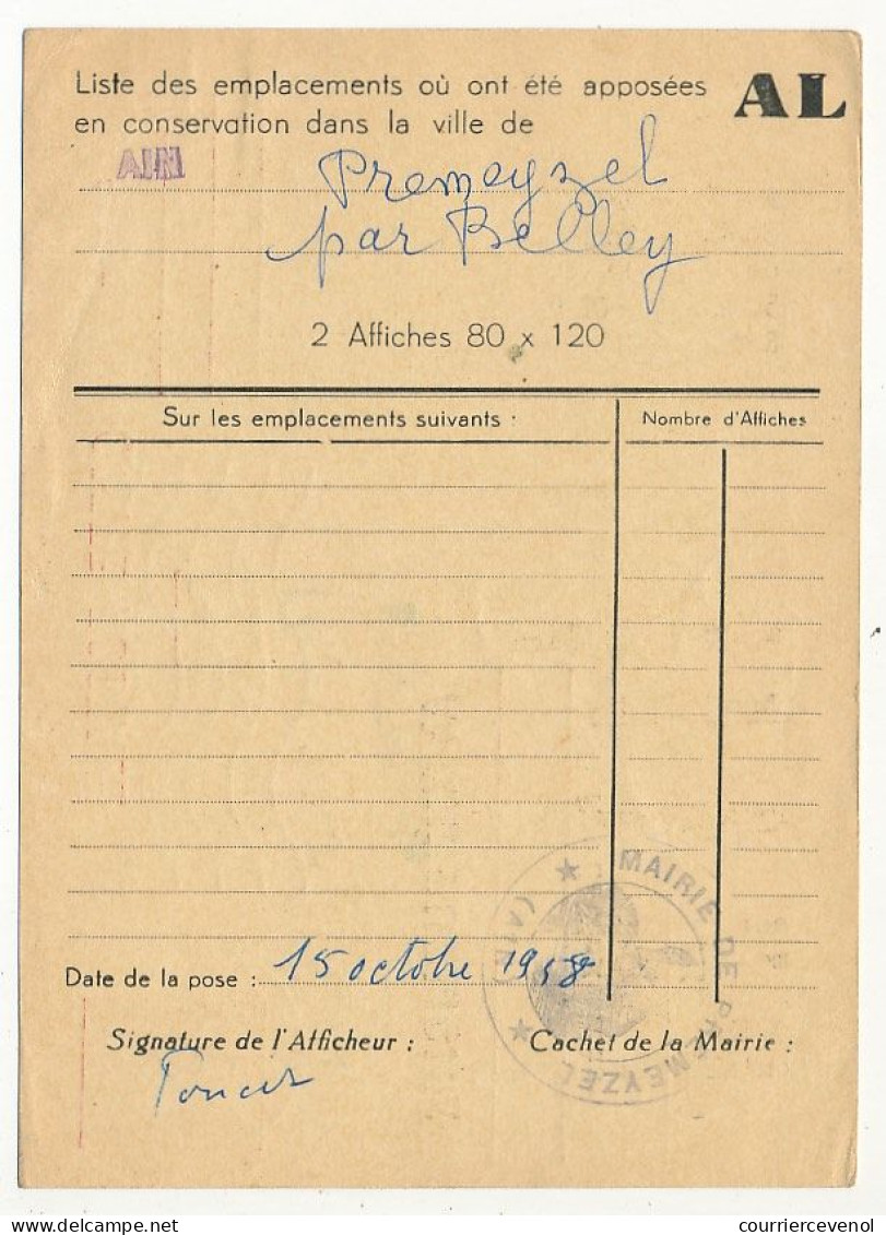 FRANCE - CP 15 Marianne De Muller Repiquage "Avenir Publicité - Voyagée OMEC Belley (Ain) - 18/11/1958 - Cartes Postales Repiquages (avant 1995)