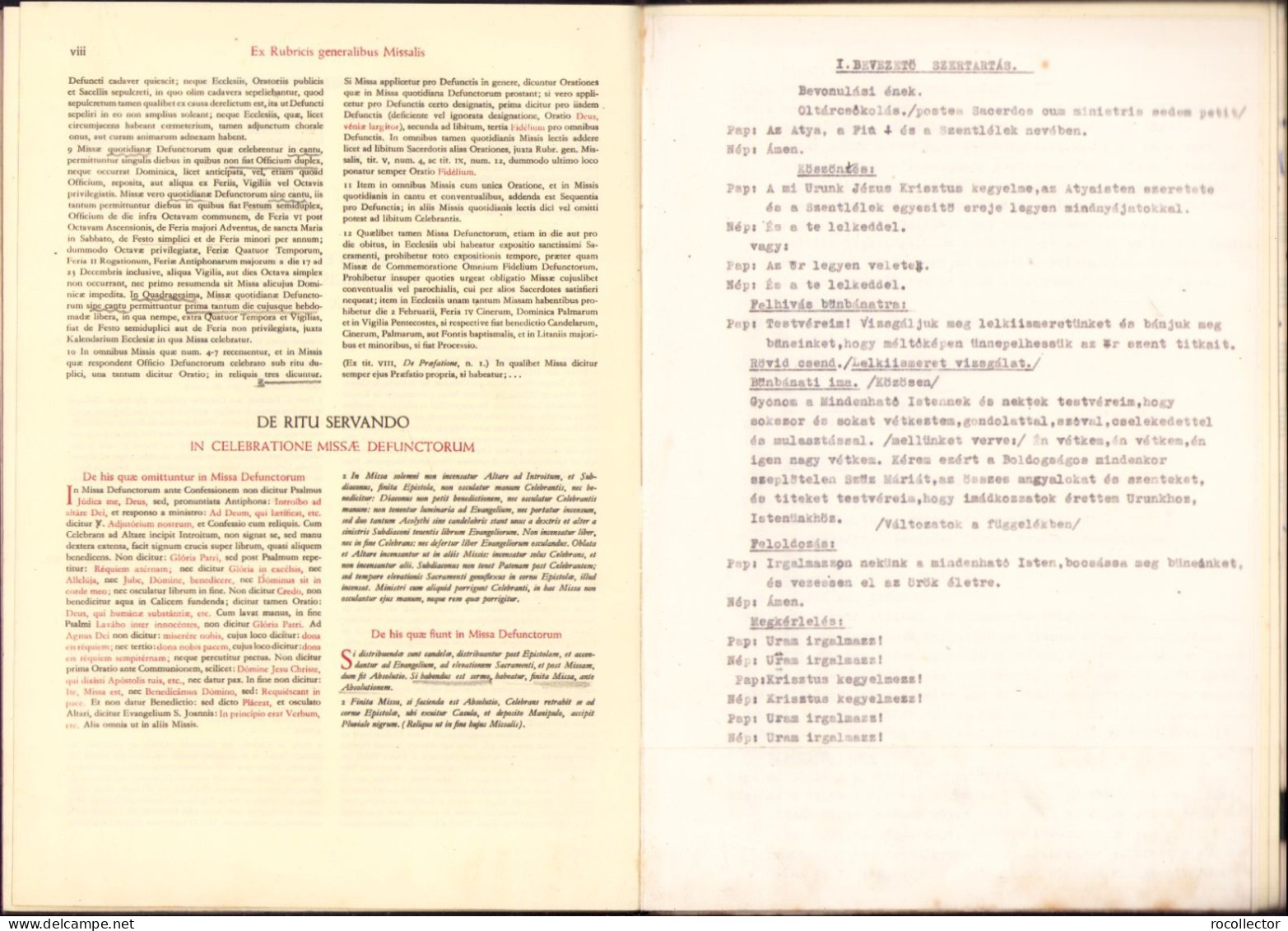 Missae Defunctorum. Ex Missali Romano desumptae. Accedit Ritus Absolutionis pro defunctis ex rituali romano .. 1963