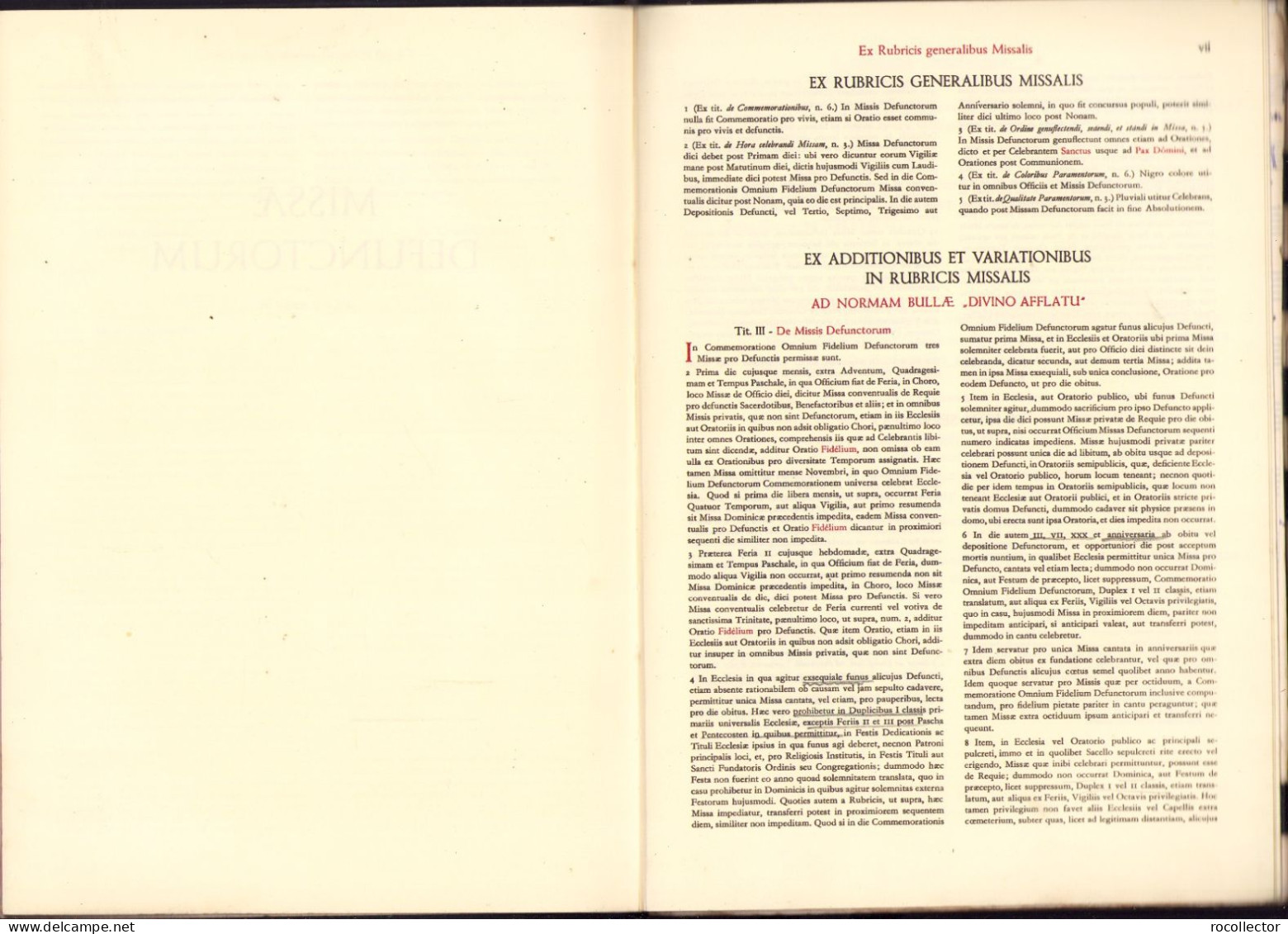 Missae Defunctorum. Ex Missali Romano desumptae. Accedit Ritus Absolutionis pro defunctis ex rituali romano .. 1963