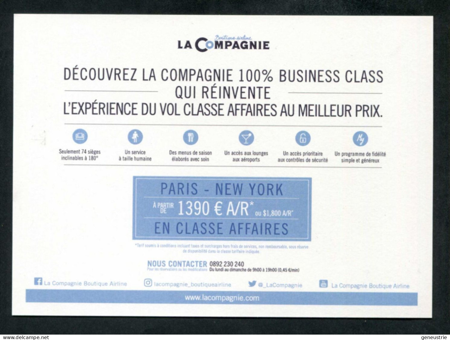 Belle Carte Postale Maximum Publicitaire (non-postable) - Compagnie Aérienne "La Compagnie" Aviation - Avion - 1946-....: Modern Tijdperk