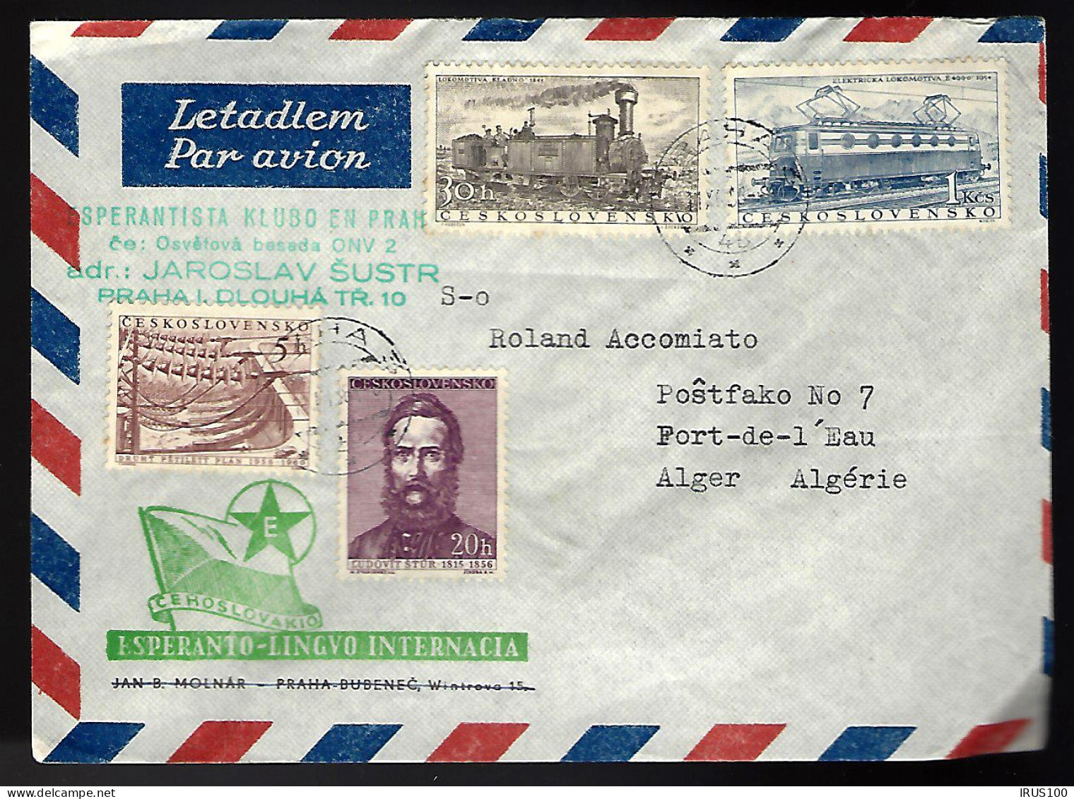 LETTRE DE PRAGUE - THÈME TRAINS - POUR L'ALGÉRIE - Eisenbahnen