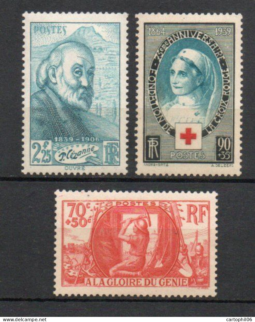 - FRANCE N° 421/23 Neufs ** MNH - Paul Cézanne + Croix-Rouge + Génie Militaire 1939 - Cote 46,00 € - - Unused Stamps