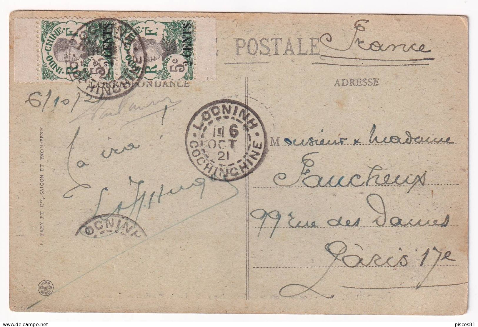 1921 Picture Postcard From LOCNINH To PARIS - Covers & Documents