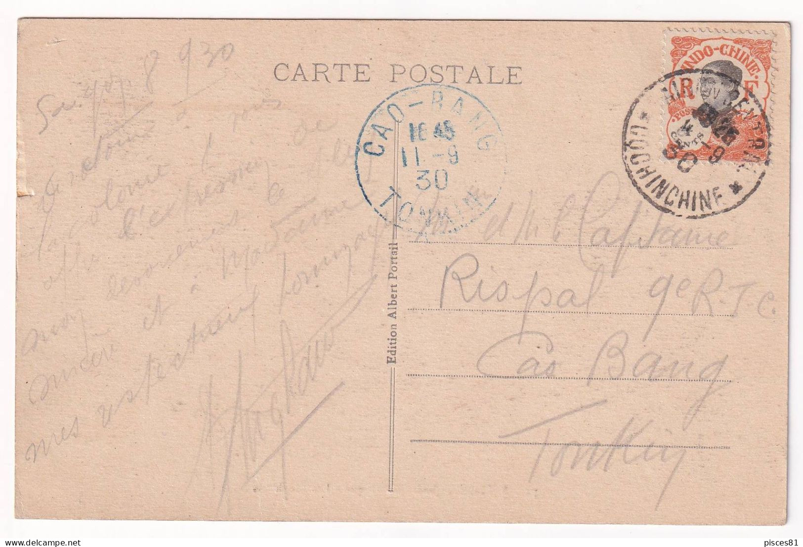 1930 Picture Postcard From SAIGON To CAOBANG - Lettres & Documents