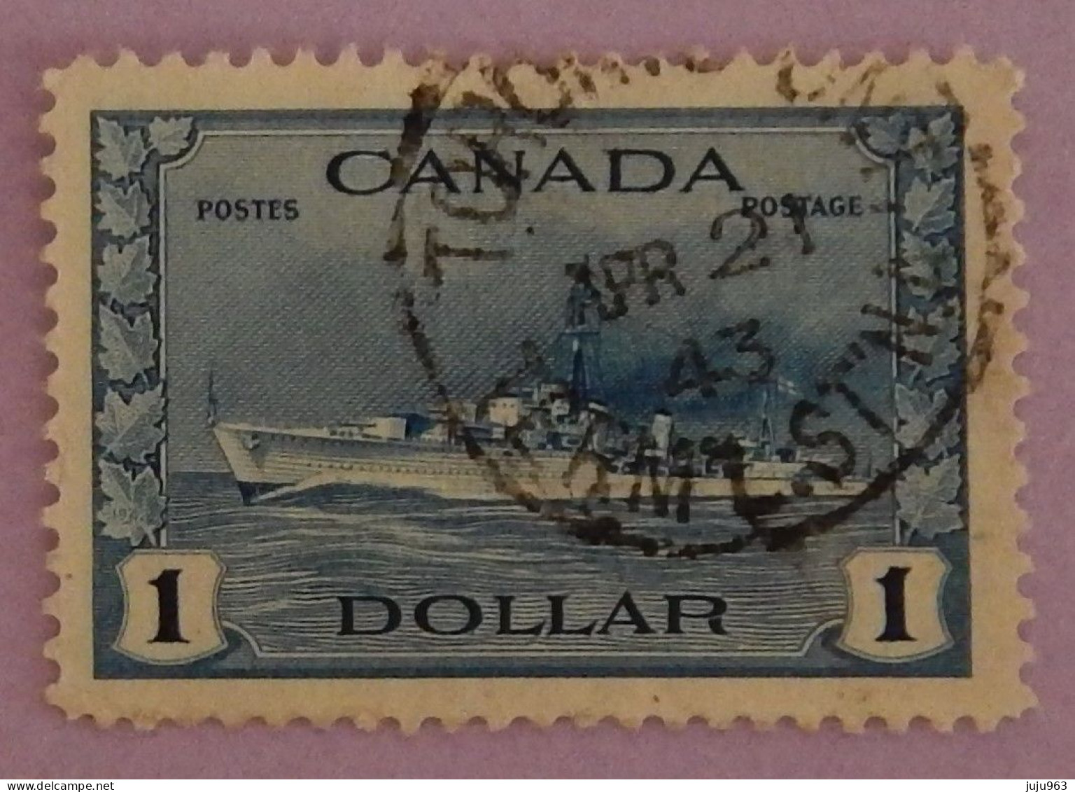 CANADA YT 218 OBLITÉRÉ "DESTROYER IROQUOIS" ANNÉES 1943/1948 - Used Stamps