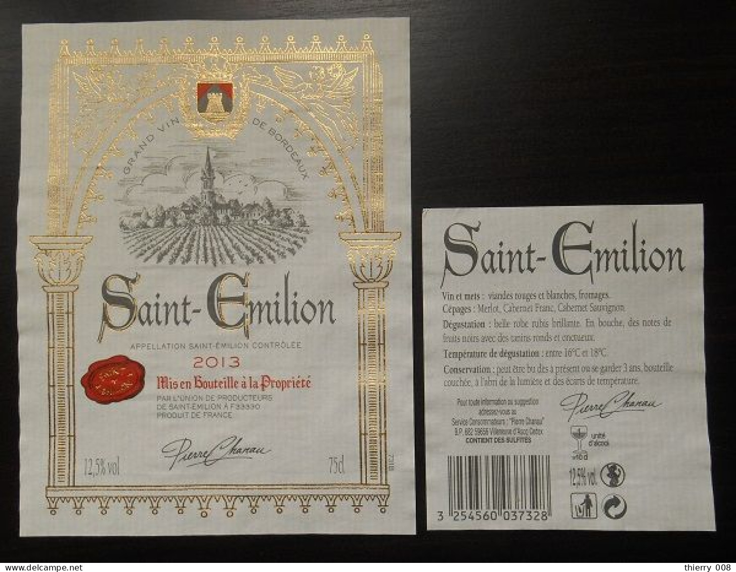 Etiquette Vin  Saint Emilion 2013 - Otros & Sin Clasificación