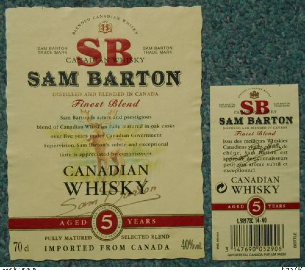 06 / Etiquette Whisky SB Sam Barton Canadian Whisky Elan - Whisky