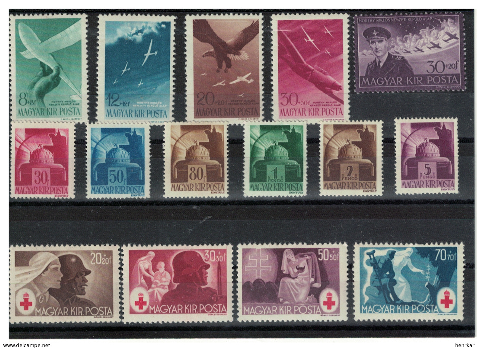 Hungary 1943 - 44 Three Full Set MLH - Unused Stamps