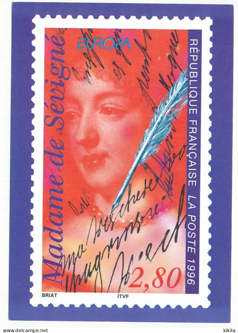 Carton 10,5 X 15 Timbre Poste France "Madame De Sévigné - Europa" 2,80F   N° 3000 A (Y&T) - Sellos (representaciones)