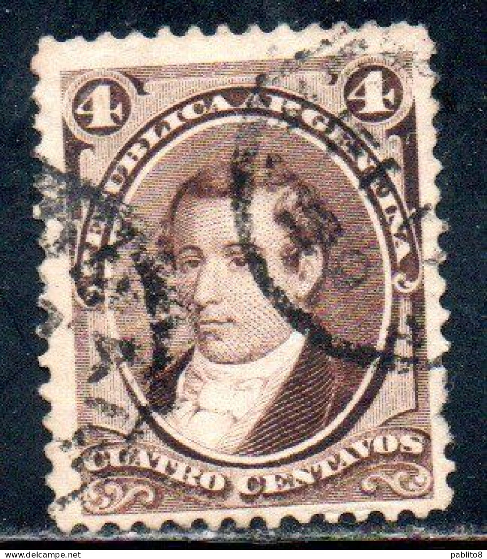 ARGENTINA 1873 MARIANO MORENO 4c USED USADO OBLITERE' - Used Stamps