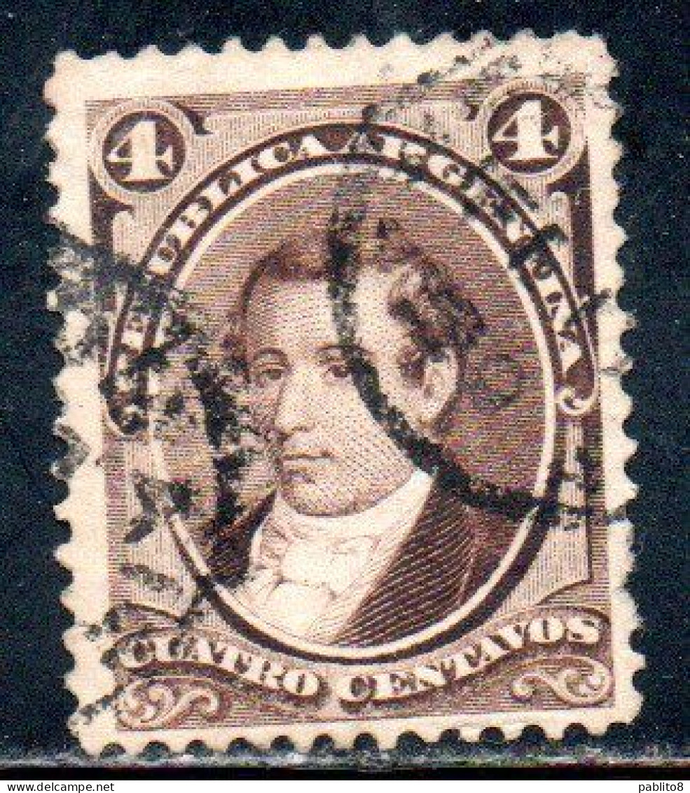 ARGENTINA 1873 MARIANO MORENO 4c USED USADO OBLITERE' - Usati