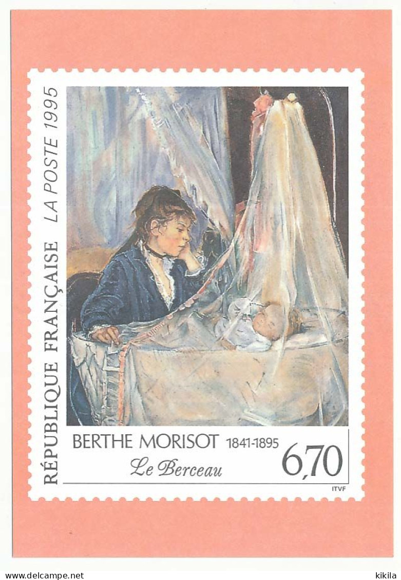 Carton 10,5 X 15 Timbre Poste France "Berthe Morisot 1841-1895 - Le Berceau" 6,70F   N° 2972 (Y&T) - Timbres (représentations)