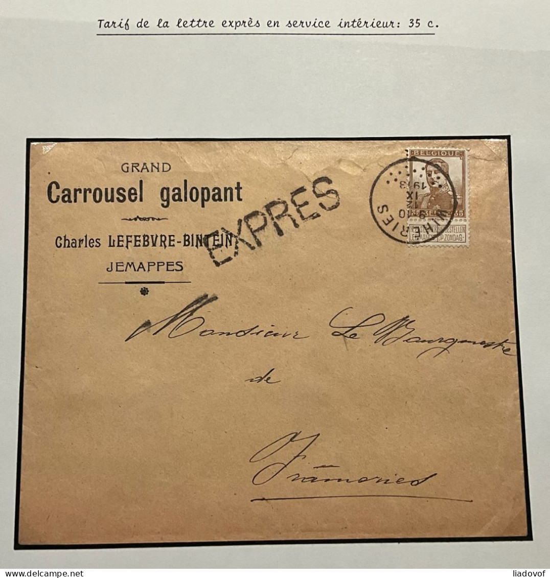 Lettre EXPRES Affr. OBP 113 - 35c - WIHERIEES - 1912 Pellens